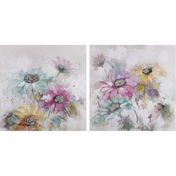 Glezna DKD Home Decor Цветы Shabby Chic (100 x 3,5 x 100 cm) (2 gb.)