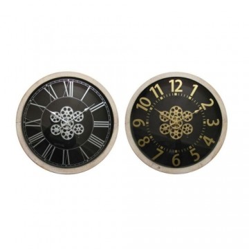 Настенное часы DKD Home Decor Стеклянный Серебристый Чёрный Позолоченный MDF Loft (68 x 8 x 68 cm) (2 штук)