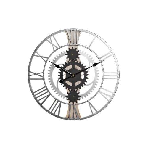 Sienas pulkstenis DKD Home Decor Sudrabains Melns MDF Dzelzs Pārnesumi Loft (60 x 4 x 60 cm) image 1