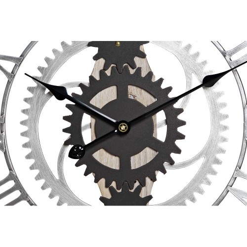 Sienas pulkstenis DKD Home Decor Sudrabains Melns MDF Dzelzs Pārnesumi Loft (60 x 4 x 60 cm) image 2