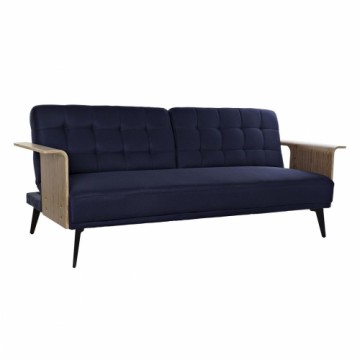 Izvelkams dīvāns DKD Home Decor Melns Zils Metāls Brūns Poliesters Eikalipta koksne (203 x 87 x 81 cm)