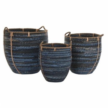 Набор корзин DKD Home Decor Тёмно Синий ротанг (56 x 56 x 60 cm) (3 Предметы)