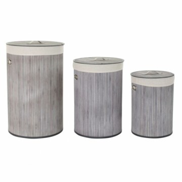 Набор корзин DKD Home Decor Серый полиэстер Бамбук (38 x 38 x 60 cm) (3 Предметы)