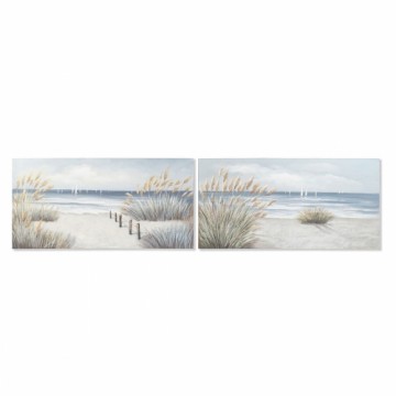Картина DKD Home Decor Пляж Средиземноморье (140 x 3 x 70 cm) (2 штук)