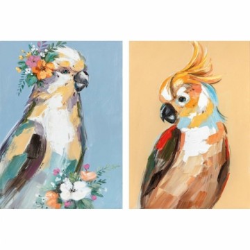 Полотно DKD Home Decor Птица Попугай современный (50 x 2,7 x 70 cm) (2 штук)