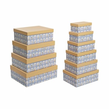 Saliekamo Organizējošo Kastu Komplekts DKD Home Decor dzīvnieki Zils Kartons (43,5 x 33,5 x 15,5 cm)