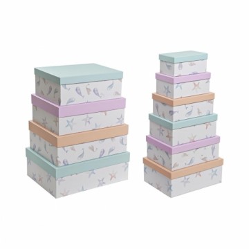 Saliekamo Organizējošo Kastu Komplekts DKD Home Decor Jūras Kartons (43,5 x 33,5 x 15,5 cm)