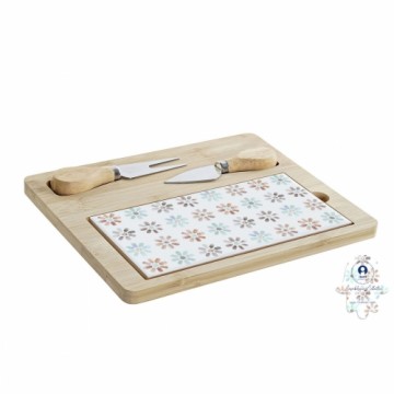 Uzkodu paplāte DKD Home Decor 4 Daudzums Bambuss Keramika (24,5 x 20 x 1,2 cm)