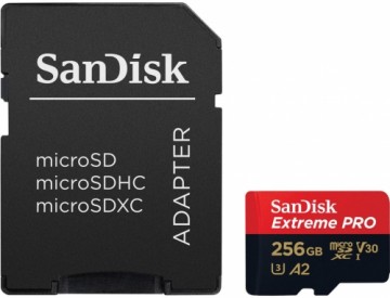 Sandisk memory card microSDXC 256GB Extreme Pro + adapter