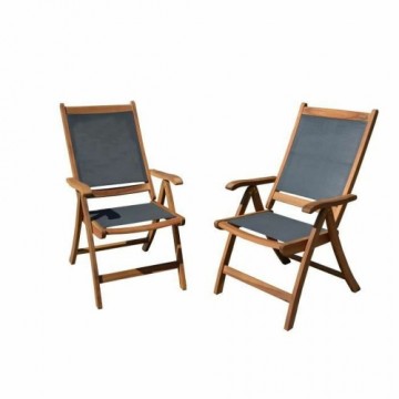 Bigbuy Garden Садовое кресло древесина акации Текстиль Серый (2 штук) (59 x 45,5 x 75,5 cm)