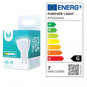 Forever Light LED spuldze GU10 7W 230V 4500K 565lm