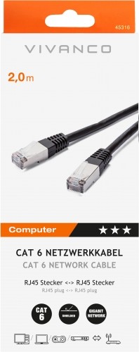 Vivanco network cable CAT 6 2m, black (45316) image 2