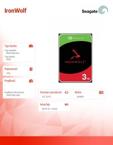 Seagate Disc IronWolf 3TB 3.5 256MB ST3000VN006 image 2