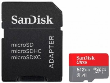 Atmiņas kartes Sandisk Ultra microSDXC 512GB + SD Adapter