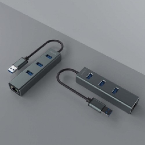 USB Centrmezgls Savio 3-port USB-A 3.1 Gen 1 Hub with RJ-45 Gigabit Ethernet image 3