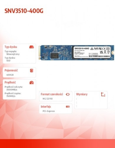 Synology SSD drive SATA 400GB M2 22110 SNV3510-400G image 2