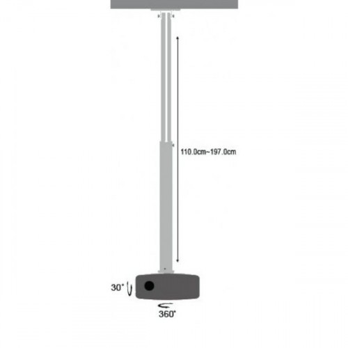 Techly Arm for projector 110-190cm ceiling, 15kg, silver image 2