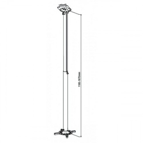 Techly Arm for projector 110-190cm ceiling, 15kg, silver image 3