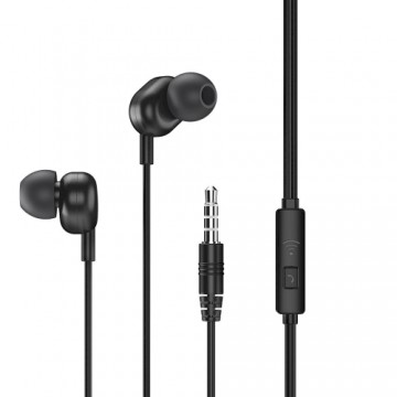 Remax in-ear earphone mini jack 3,5 mm headset with remote control black (RW-105 black)