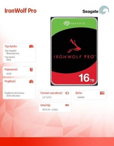 Seagate Disc IronWolfPro 16TB 3.5 256MB ST16000NT001 image 2