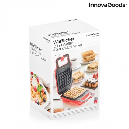 Вафельница и бутербродница 2-в-1 с рецептами InnovaGoods Wafflicher (Пересмотрено A) image 2