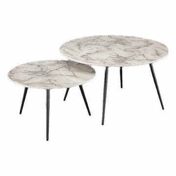 Набор из двух столиков DKD Home Decor Металл Белый Смола (46 x 46 x 45 cm)