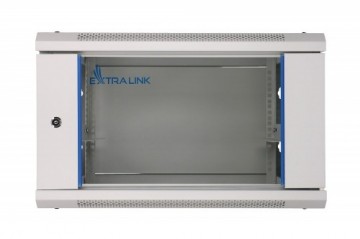 Extralink Wall cabinet rack 6U 600x600 gray glass door