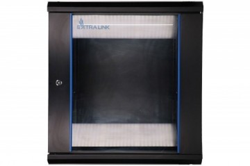 Extralink Wall cabinet rack 12U 600x450 black glass door
