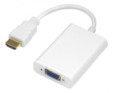 HDMI - VGA adapteris DELTACO 1920x1080 60Hz, 0.2m, baltas / HDMI-VGA8-K / 00100029