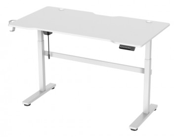 Reguliuojamo aukščio žaidimų stalas DELTACO GAMING WHITE LINE kabelių valdymas, puodelių ir ausinių laikiklis, baltas / GAM-140-W