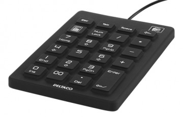 DELTACO silikoninis skaitliukas, IP68, 23 raktai, USB, juodas TB-510