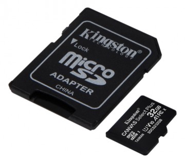 Kingston Canvas Select Plus MicroSDHC, 32GB, Class 10 UHS-I, incl. adapter, 2-pack, black KING-2982