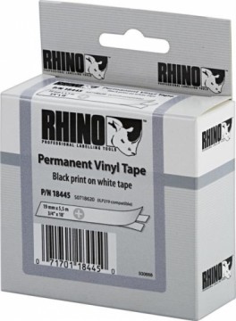 Juostelė DYMO Rhino 19mm x 5.5m, vinilinė, juoda ant balto / S0718620 18445