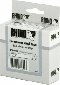 Juostelė DYMO Rhino 12mm x 5.5m, vinilinė, juoda ant balto / S0718600 18444