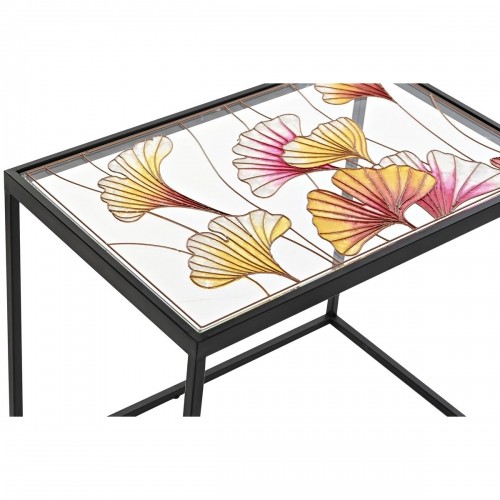 3 galdu komplekts DKD Home Decor Stikls Melns Metāls Dzeltens (60 x 40 x 50 cm) image 3