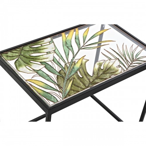 3 galdu komplekts DKD Home Decor Stikls Melns Metāls Zaļš (60 x 40 x 50 cm) image 2