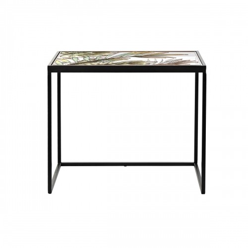3 galdu komplekts DKD Home Decor Stikls Melns Metāls Zaļš (60 x 40 x 50 cm) image 3