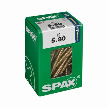 Screw Box SPAX Yellox Koks Plakana galva 50 Daudzums (5 x 80 mm)