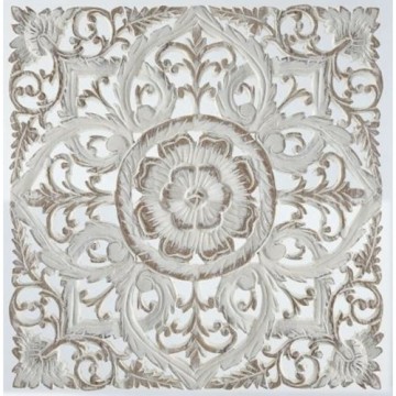 Sienu dekors DKD Home Decor Balts Mandala Koks MDF (60 x 2 x 60 cm)
