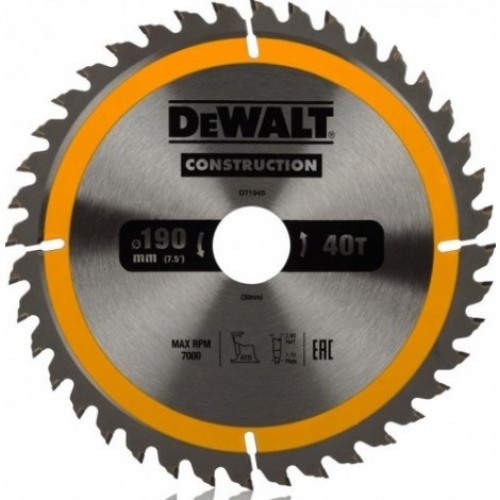 Dewalt (i) DW Griešanas disks kokam 190x30mm 40T (AC) image 1