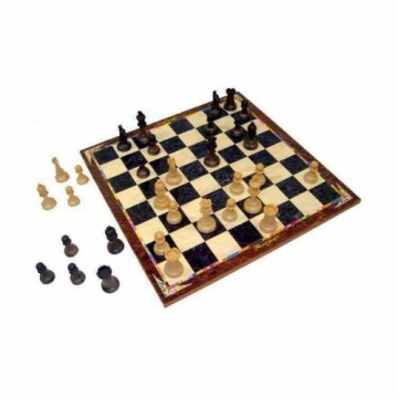 Bigbuy Fun Игровая доска для Парчиса, шахмат и шашек Деревянный Аксессуары 3-в-1