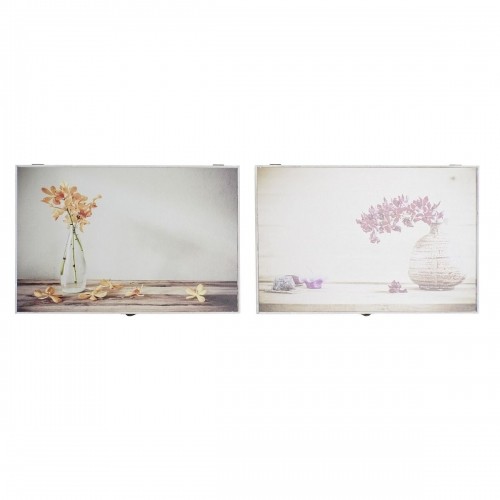 Крышки DKD Home Decor Цветы бухгалтер 46,5 x 6 x 31,5 cm 2 штук Деревянный MDF image 1