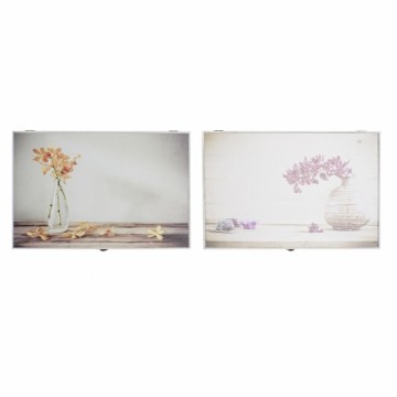 Крышки DKD Home Decor Цветы бухгалтер 46,5 x 6 x 31,5 cm 2 штук Деревянный MDF