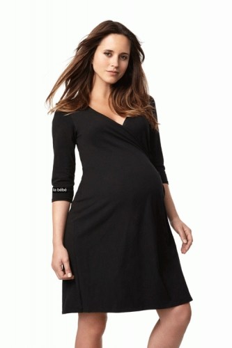 La Bebe™ Nursing Cotton Dress Donna Art.38397 Black Pirms/Pēc dzemdību kleita/halāts image 1