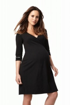 La Bebe™ Nursing Cotton Dress Donna Art.38397 Black Pirms/Pēc dzemdību kleita/halāts