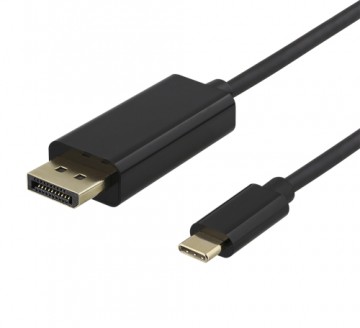 USB-C - DisplayPort cable DELTACO 4K UHD, gold plated, 0.5m, black / USBC-DP050-K / 00140011