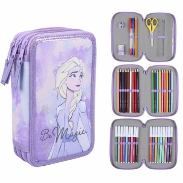 Skolas Penālis ar Piederumiem Frozen 43 Daudzums Ceriņš (12,5 x 6,5 x 19,5 cm)