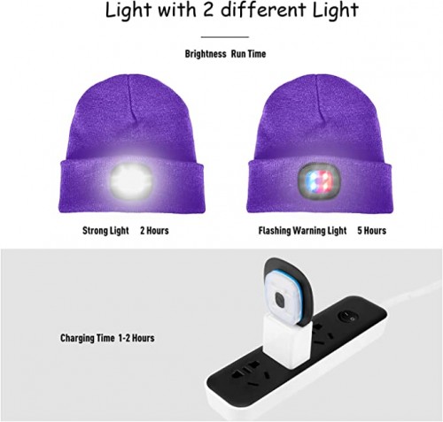 Cepure ar LED gaismu ar 2 gaismas režīmiem (violet) image 3