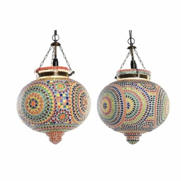 griestu gaismas DKD Home Decor Stikls Daudzkrāsains 25 W (2 gb.) (29 x 29 x 29 cm)