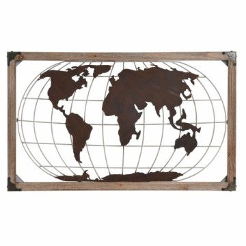 Dekoratīvās figūriņas DKD Home Decor Dabisks Metāls Varš Ciedra Pasaules Karte (75 x 6 x 46 cm)